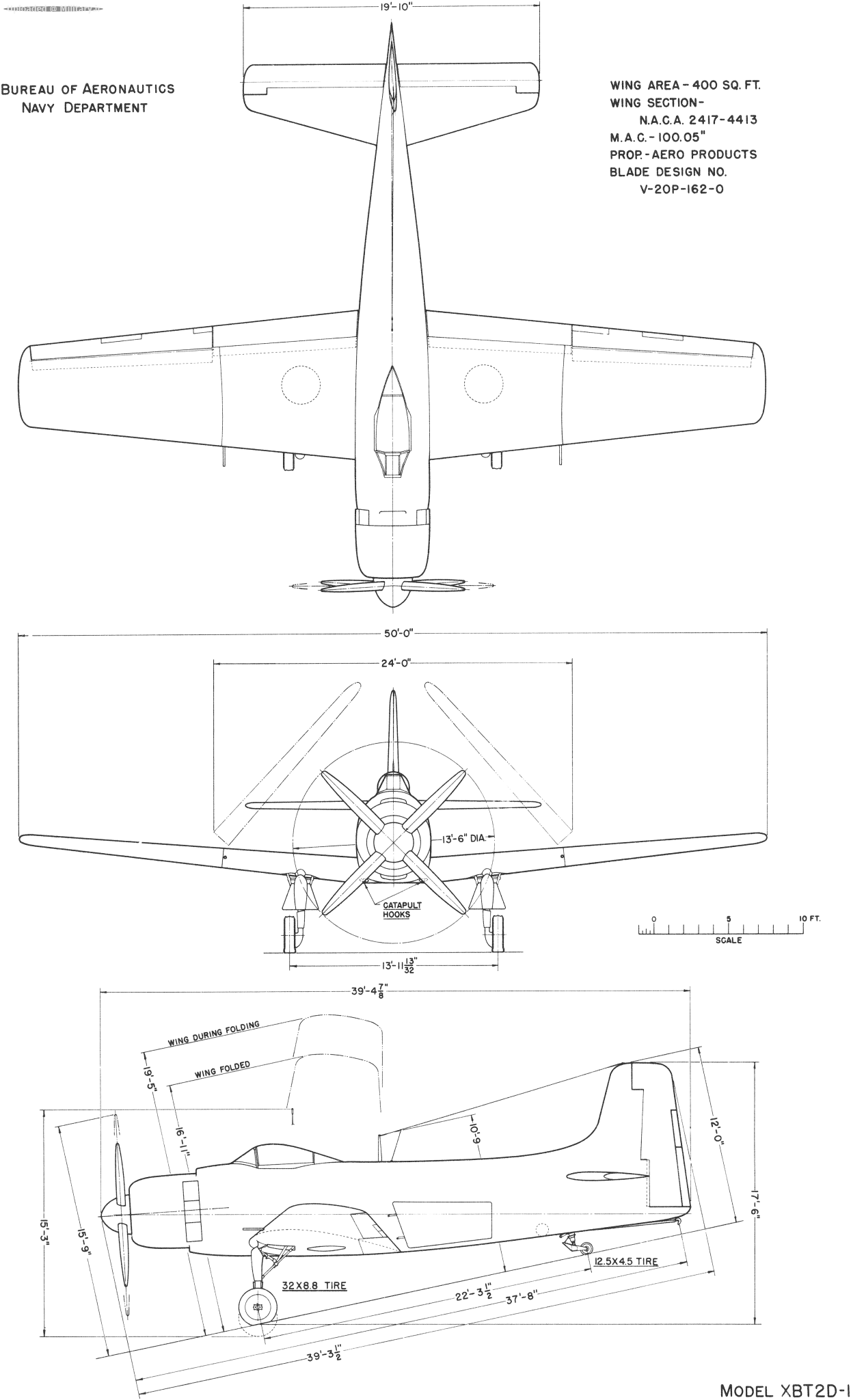 Douglas_XBT2D-1_Dauntless_II_3-view_line